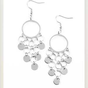 Paparazzi Cyber Chime Silver Hoop Earrings NWT